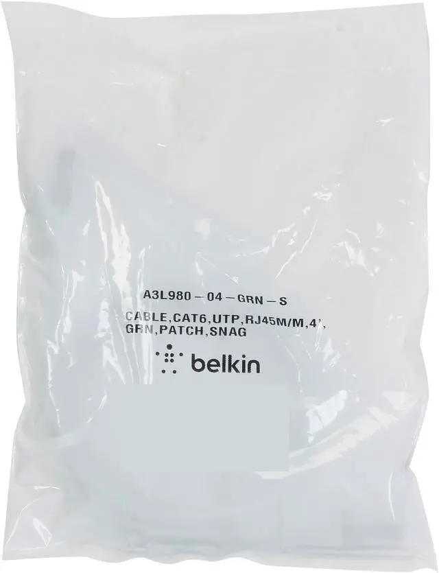 Alt view image 3 of 3 - Belkin A3L980-04-GRN-S 4 ft. Cat 6 Green UTP RJ45M/RJ45M Snagless Patch Cable