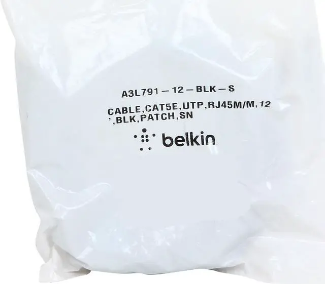 Alt view image 3 of 3 - Belkin A3L791-12-BLK-S 12 ft. Cat 5E Black RJ45M/RJ45M Snagless  Patch Cable