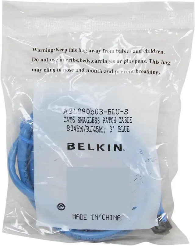 Alt view image 3 of 3 - Belkin A3L980B03-BLU-S 3 ft. Cat 6 Blue UTP RJ45M/RJ45M Snagless  Patch Cable