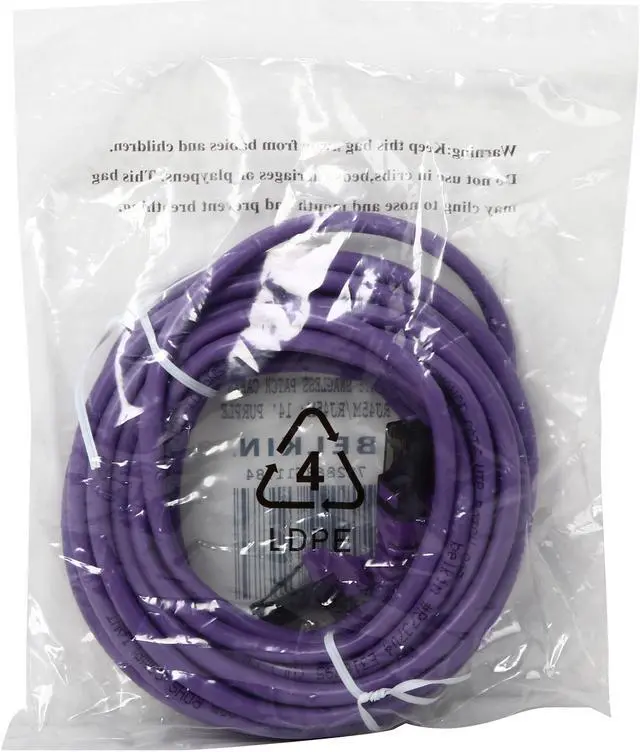 Alt view image 3 of 3 - Belkin A3L980-14-PUR-S 14 ft. Cat 6 Purple RJ45M/RJ45M Snagless  Patch Cable