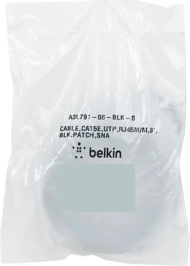 Alt view image 3 of 3 - Belkin A3L791-08-BLK-S 8 ft. Cat 5E Black UTP  RJ45M/RJ45M Snagless  Patch Cable