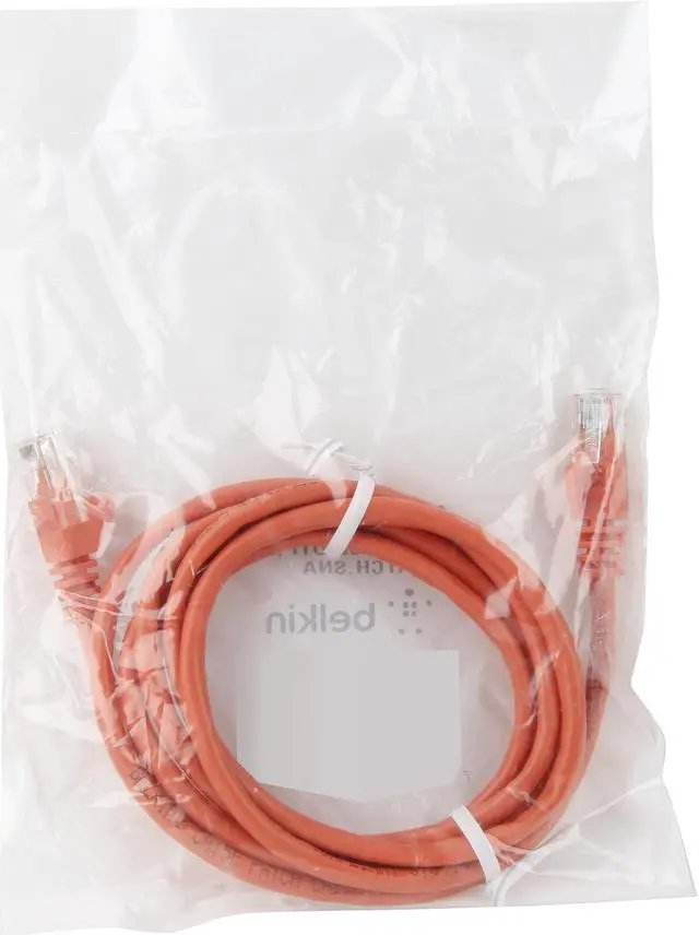 Alt view image 3 of 3 - Belkin A3L791-06-ORG-S 6 ft. Cat 5E Orange UTP RJ45M/RJ45M Snagless Patch Cable