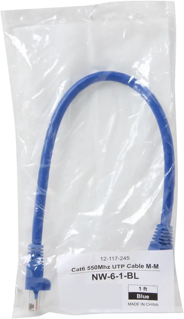 Alt view image 3 of 3 - Coboc NW-6-1-BL 1 ft. Cat 6 Blue Cat6 550Mhz UTP Network Cable