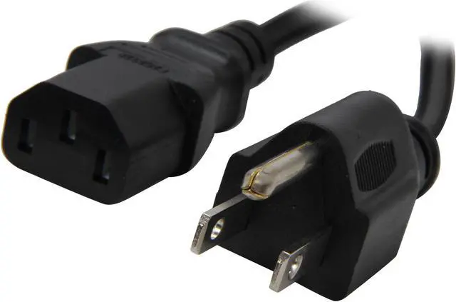 Main image of Coboc POWER-MF-3-BK 18AWG Universal Power Cord for NEMA 5-15P to IEC320C13, Black (3 Feet/0.91 Meters)