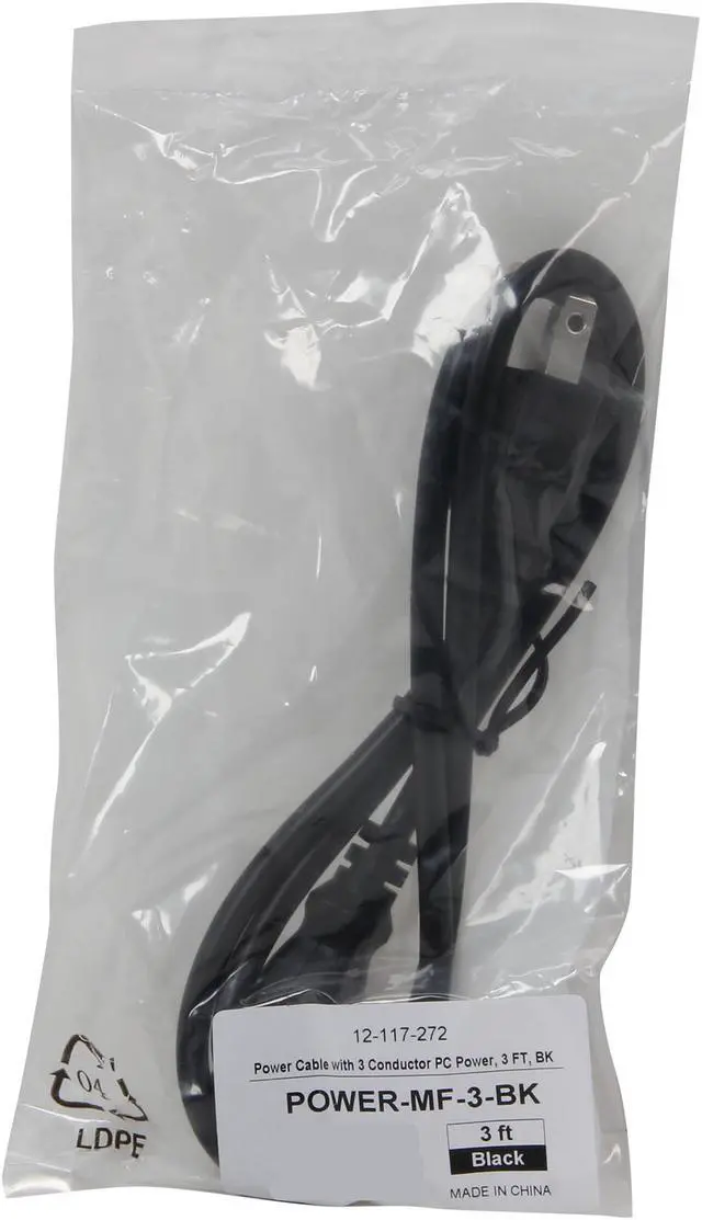 Alt view image 3 of 3 - Coboc POWER-MF-3-BK 18AWG Universal Power Cord for NEMA 5-15P to IEC320C13, Black (3 Feet/0.91 Meters)