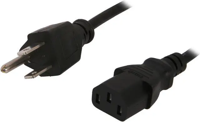 Main image of Coboc POWER-MF-10-BK 18AWG Universal Power Cord for NEMA 5-15P to IEC320C13, Black (10 Feet/3.05 Meters)