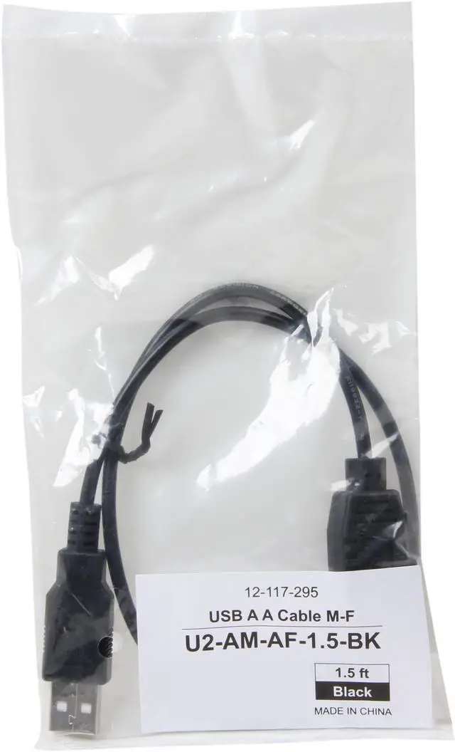Alt view image 3 of 3 - Coboc 1.5 ft. USB 2.0 A Male to A Female Extension Cable (Black)