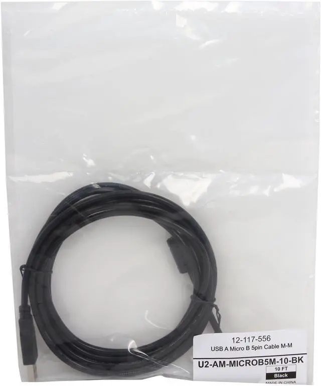Alt view image 3 of 3 - Coboc 10 ft. USB 2.0 A Male to Micro-B 5-pin Male Cable (Black)