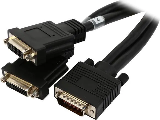 Main image of Coboc DMS59-Y-DVI-1-BK 1ft Black Color LFH/DMS-59 Male to Dual DVI-I(24+1) Female Splitter Y Cable