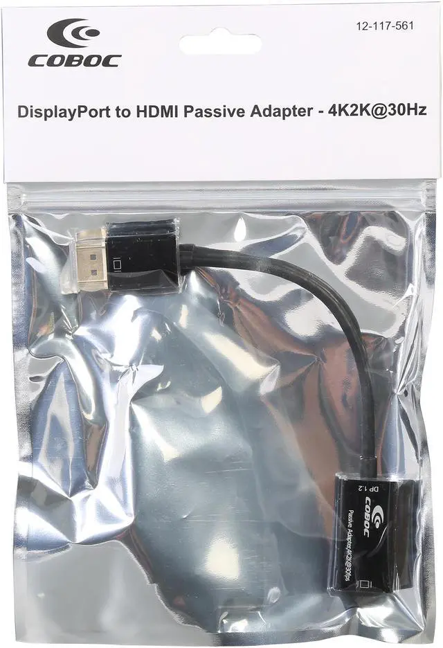 Alt view image 4 of 4 - Coboc AD-DP2HD4K-6-BK 6 inch Black Color DisplayPort V1.2 to HDMI Passive Video Adapter Converter w/Audio - DP to HDMI - 4K x 2K