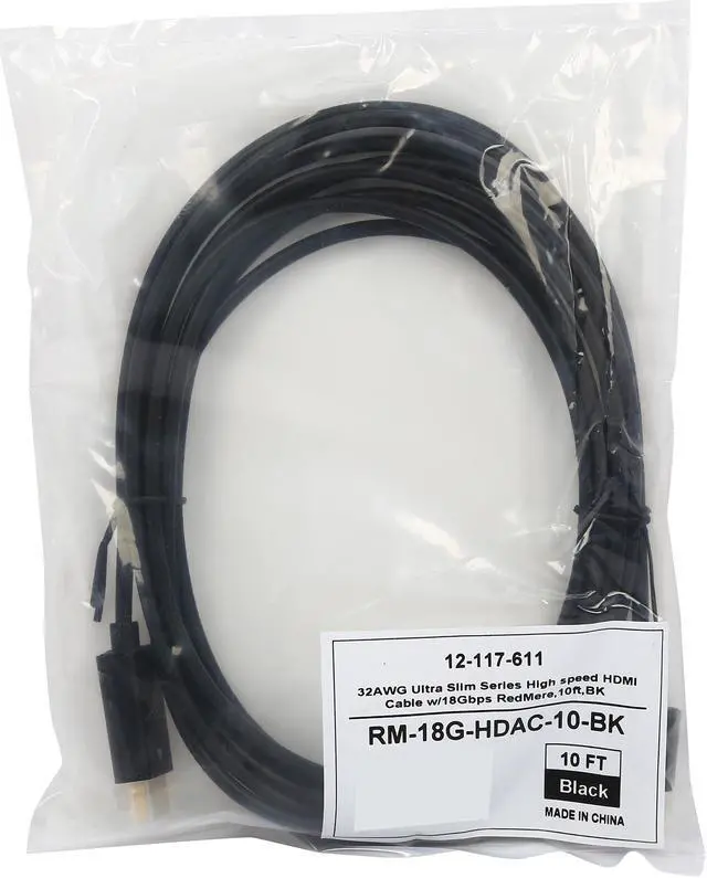 Alt view image 3 of 3 - Coboc RM-18G-HDAC-10-BK 10 ft Black Ultra Slim 18Gbps Active High speed HDMI Cable w/ RedMere Technology, Stranded Tinned Copper, PET Jacket 36AWG, M-M - Ultra HD 4K x 2K & 3D Compatible - 4096x2160P