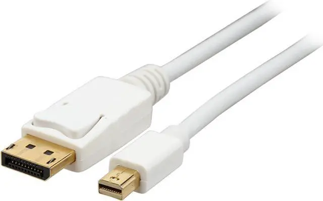 Main image of Coboc D-MINID-MM-3-WH 3ft 32AWG Displayport1.2 High Bit-Rate 2 Mini DisplayPort Male to DisplayPort Male Cable with latching,Gold Plated,White - MDP to DP,4K x 2K Ready - Eyefinity Support