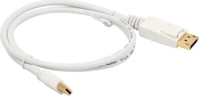 Alt view image 2 of 3 - Coboc D-MINID-MM-3-WH 3ft 32AWG Displayport1.2 High Bit-Rate 2 Mini DisplayPort Male to DisplayPort Male Cable with latching,Gold Plated,White - MDP to DP,4K x 2K Ready - Eyefinity Support