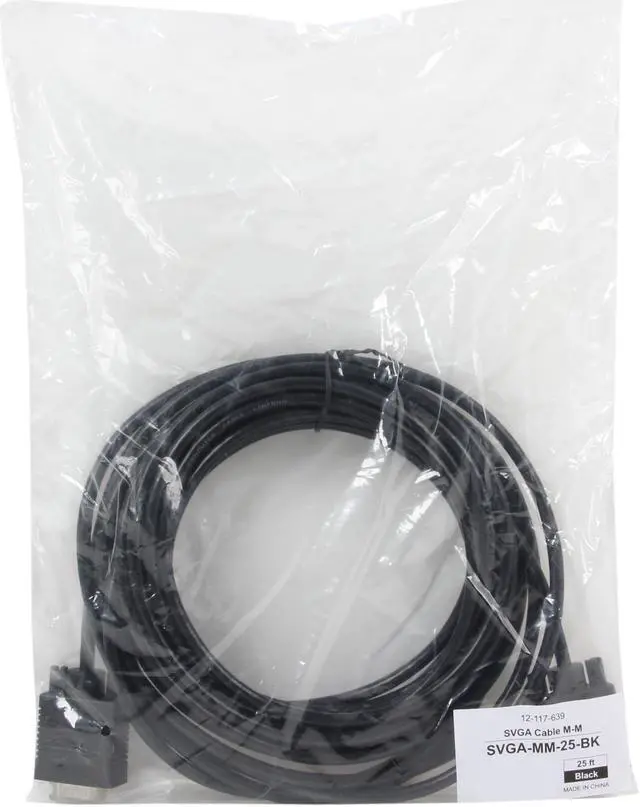 Alt view image 3 of 3 - Coboc 25 ft. SVGA 28AWG Male to Male Cable (Black)