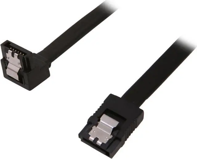 Main image of Coboc 1.5 ft. Serial ATA (SATA) 3 Cable w/ Metal Latch - 90 Degree to 180 Degree (Black)