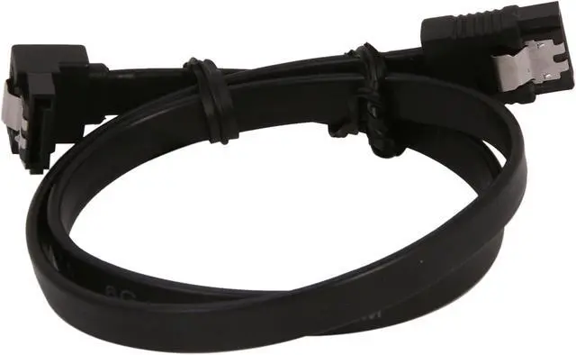 Alt view image 2 of 3 - Coboc 1.5 ft. Serial ATA (SATA) 3 Cable w/ Metal Latch - 90 Degree to 180 Degree (Black)