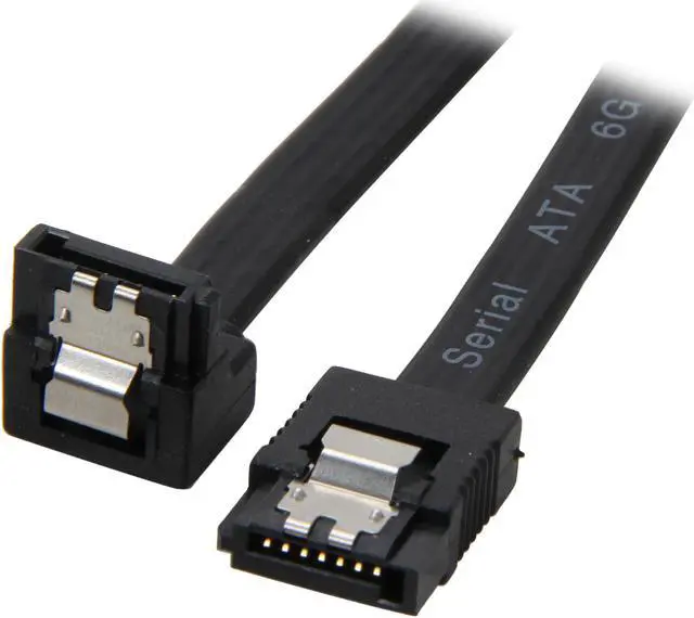 Main image of Coboc 6 ft. Serial ATA (SATA) 3 Cable w/ Metal Latch - 90 Degree to 180 Degree (Black)