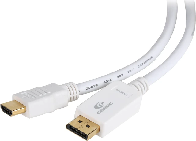 Main image of Coboc DP2HD4K-10-WH 10ft White Color DisplayPort V1.2 to HDMI Passive Video Adapter Converter w/Audio - DP to HDMI - 4K x 2K