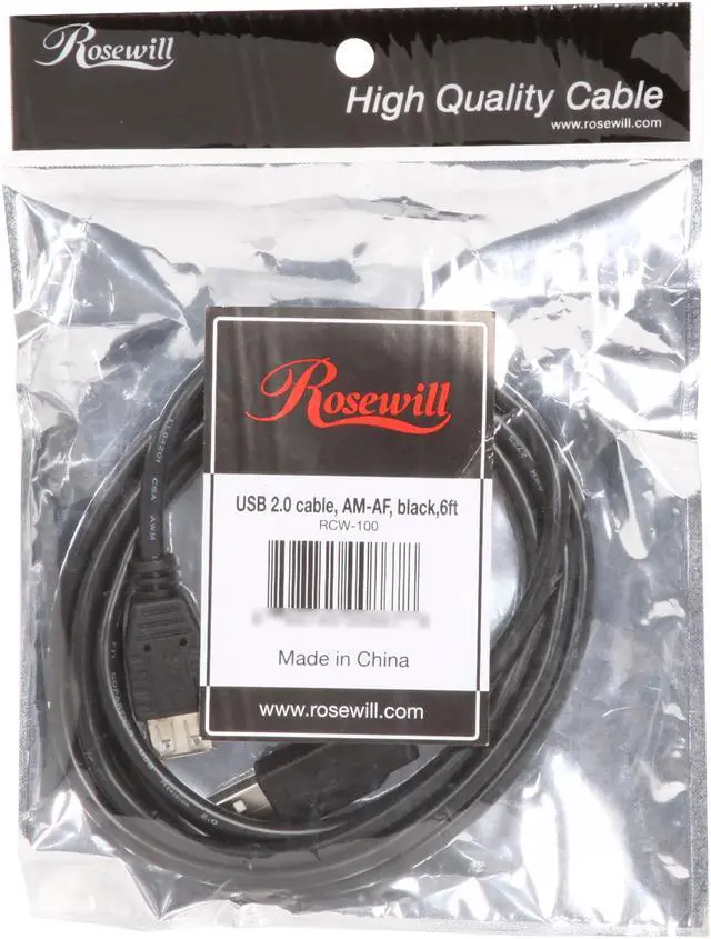 Alt view image 3 of 3 - Rosewill RCW-100 - 6-Foot USB 2.0 A Male to A Female Extension Cable, Black