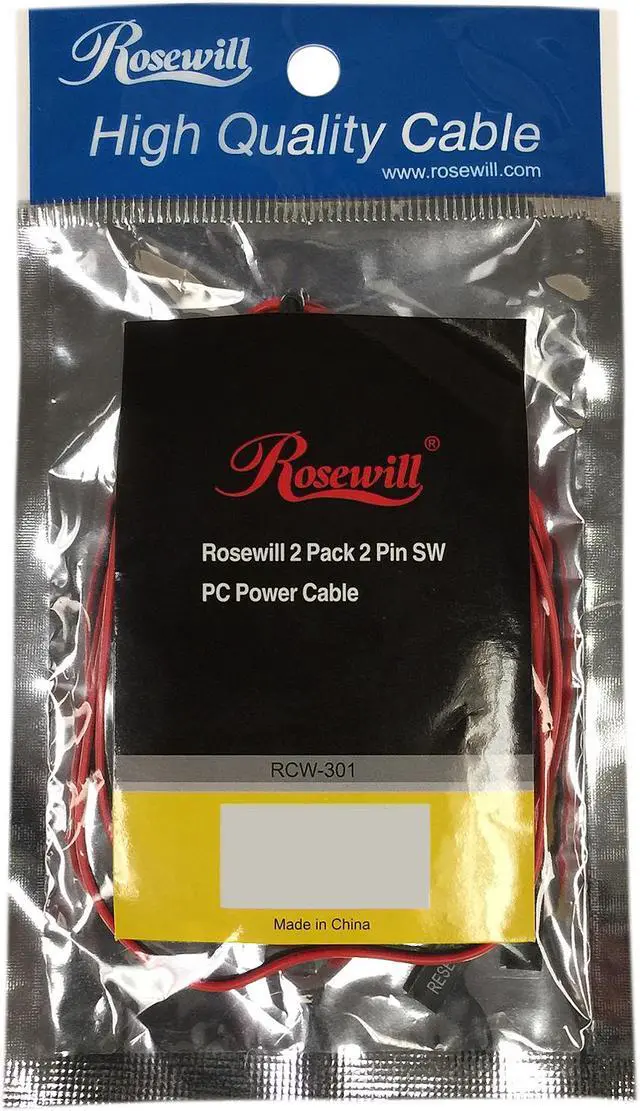 Alt view image 4 of 4 - Rosewill RCW-301 2 Pin Power Switch Cable, Momentary On / Off Push Button, ATX Computer Switch Wire, 17.5 Inch Length, 2-Pack