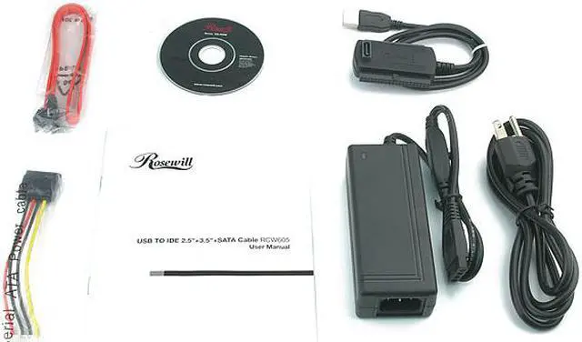 Alt view image 2 of 5 - Rosewill RCW-605 /USB2.0 to 2.5&3.5 IDE & SATA Cable With Power Adapter /Black