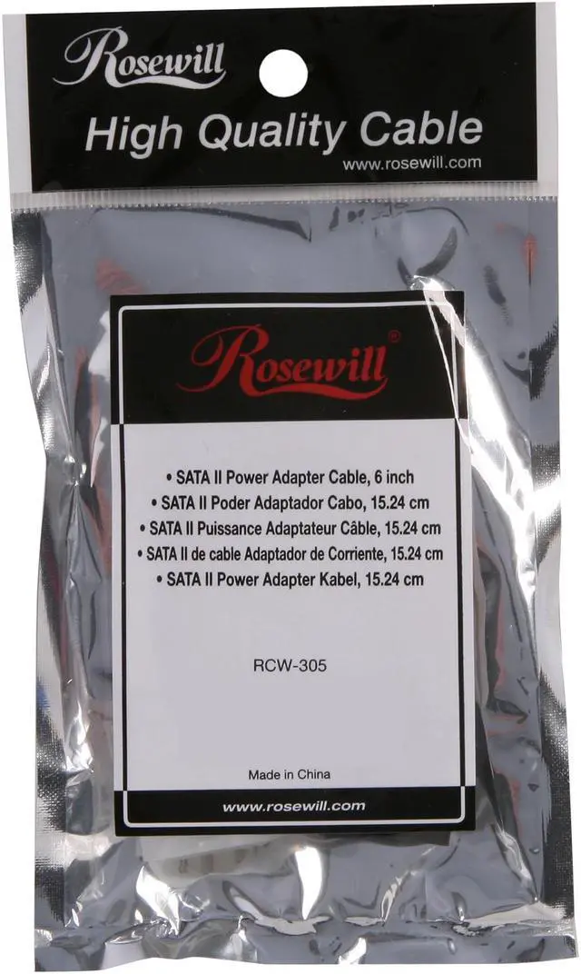 Alt view image 3 of 3 - Rosewill 6" Serial ATA I, II 5.25" Male to 15P Serial ATA Female Power adapter cable Model RCW-305