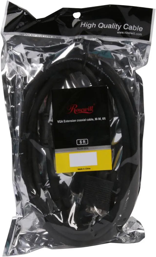 Alt view image 3 of 3 - Rosewill RCW-802 - 6-Foot VGA / SVGA Male to Male Coaxial Cable with Dual Ferrites Cores