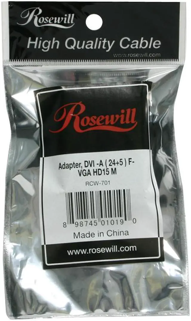 Alt view image 4 of 4 - RCW-701 DVI-I (24+5) Female to VGA HD15 Male Adapter - Black