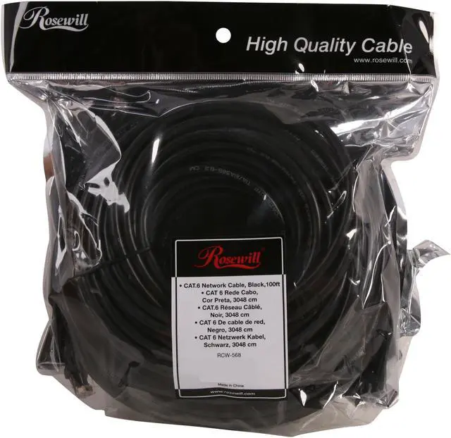 Alt view image 3 of 3 - Rosewill RCW-568 - 100-Foot Network Cable - Cat 6 - Black