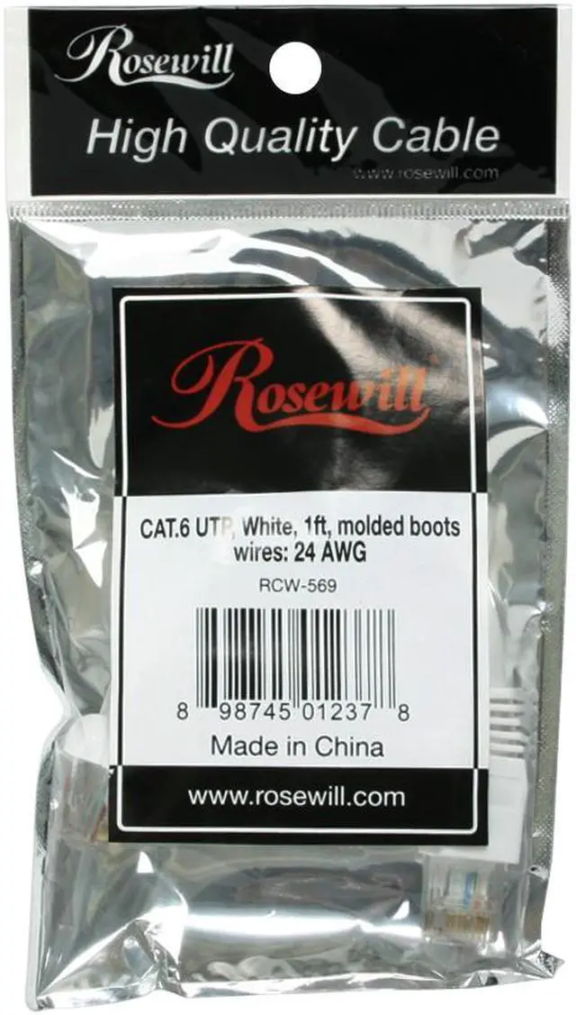 Alt view image 3 of 3 - Rosewill RCW-569 1 ft. Cat 6 Network Cable, White