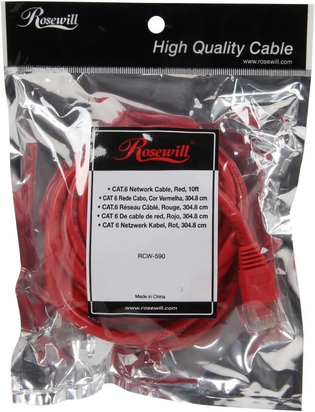 Alt view image 3 of 3 - Rosewill RCW-590 10ft. /Network Cable Cat 6 Red
