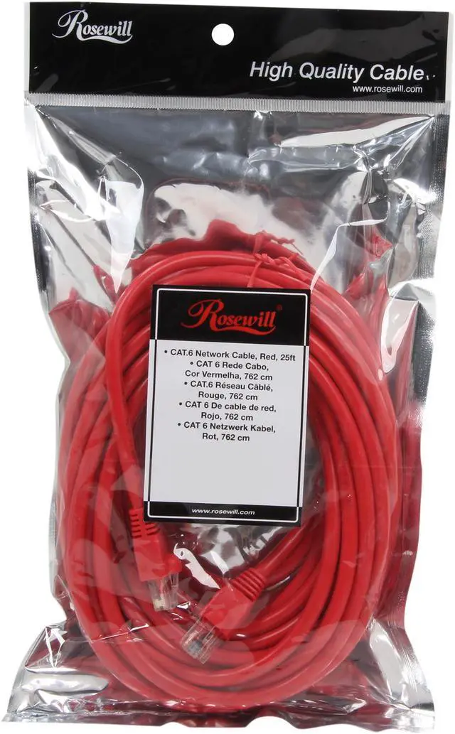 Alt view image 3 of 3 - Rosewill RCW-592 - 25-Foot Cat 6 Network Cable - Red