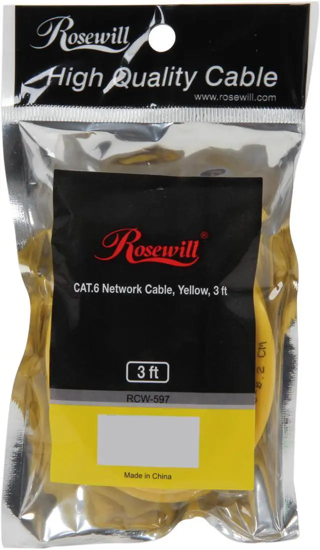Alt view image 3 of 3 - Rosewill RCW-597 3 ft. Cat 6 Network Cable, Yellow