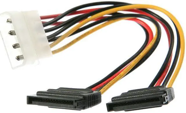 Alt view image 2 of 3 - Rosewill RC-6"-PW-4P-2SA 6 in. Molex 4pin Male to Two 15pin SATA Power Cable
