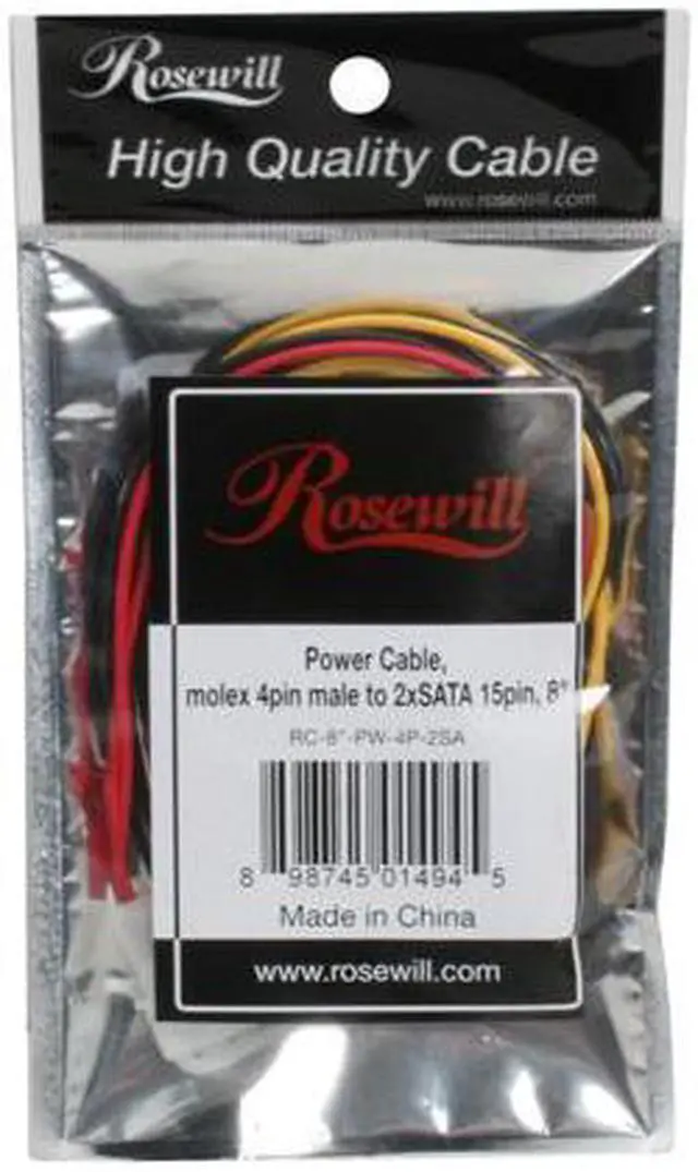 Alt view image 3 of 3 - Rosewill RC-8"-PW-4P-2SA 8 in. SATA Power Cable