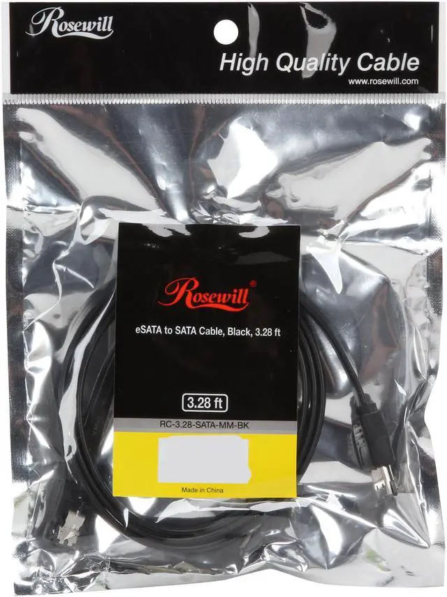 Alt view image 3 of 3 - Rosewill 3.3-Foot Black Flat eSATA to SATA Cable - Supports 6 Gbps, 3 Gbps, and 1.5 Gbps Transfer Rates (RC-3.28-SATA-MM-BK)