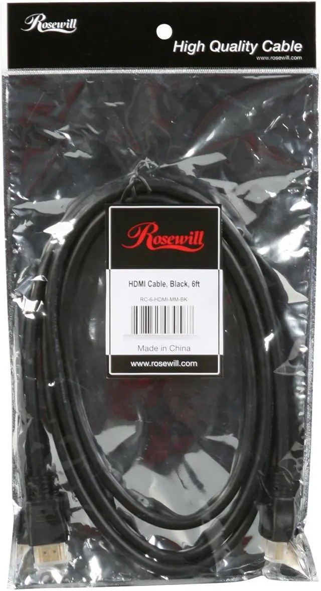 Alt view image 2 of 2 - Rosewill 6-Foot High Speed HDMI Cable (RC-6-HDM-MM-BK)