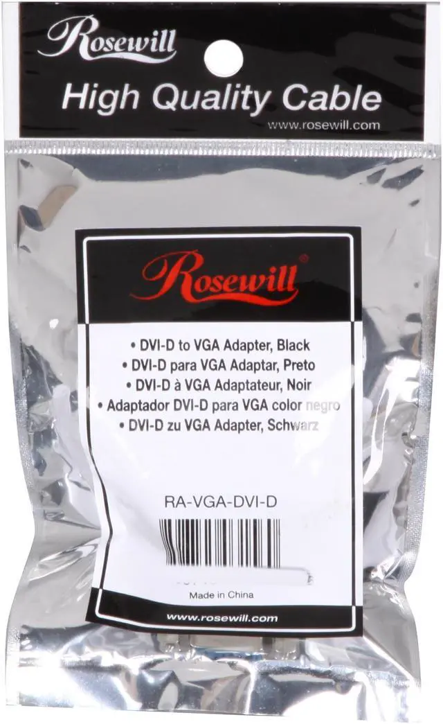 Alt view image 4 of 4 - Rosewill RA-VGA-DVI-D 25pin (24+1) DVI-D Male to 15pin VGA Female Adapter