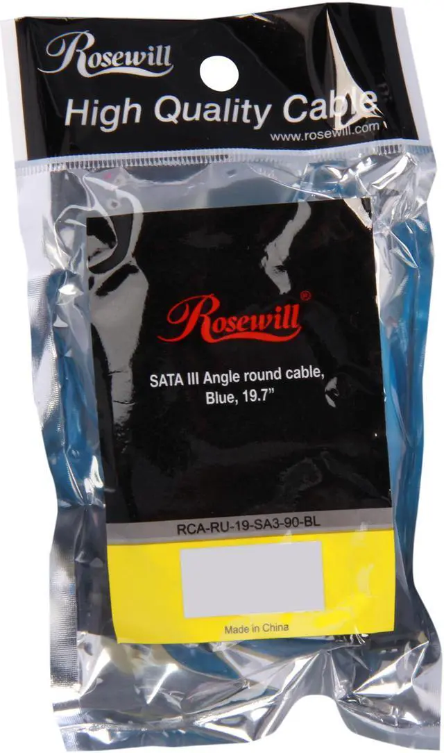 Alt view image 3 of 3 - Rosewill 19.7" Blue Round Serial ATA III Cable with Locking Latch - Supports 6 Gbps, 3 Gbps, and 1.5 Gbps Transfer Rates (RCA-RU-19-SA3-90-BL)