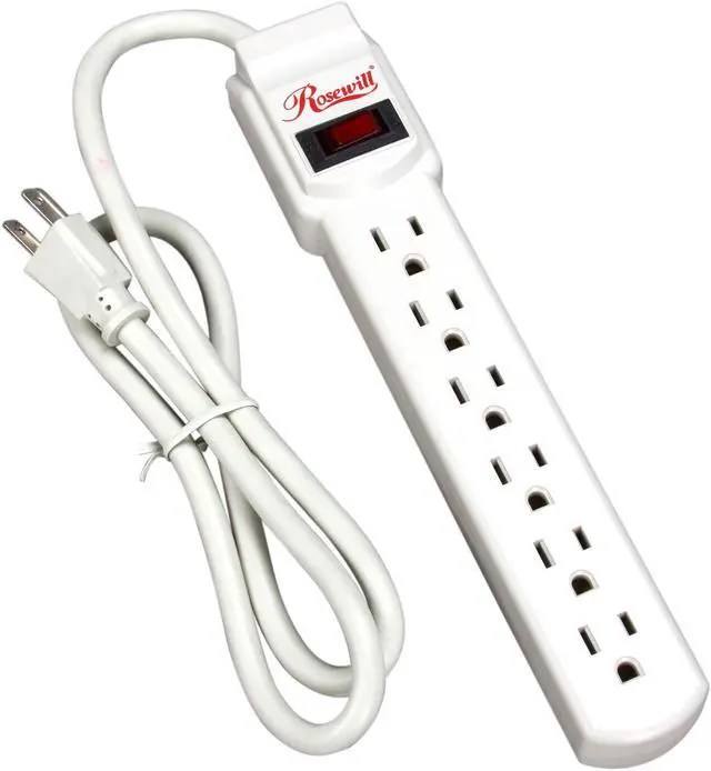 Main image of Rosewill RPS-100 6-Outlet Power Strip, 125V Input, 1875 Watts Maximum Power Output, 3 Feet Cord