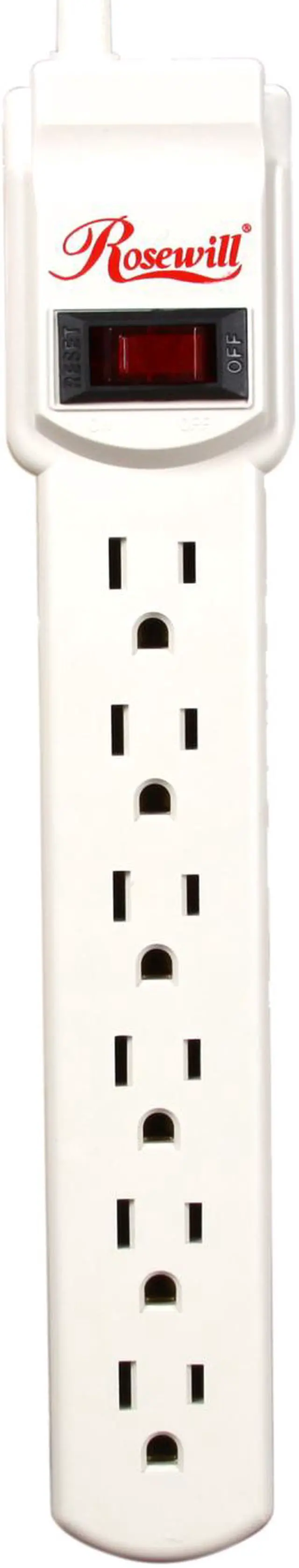 Alt view image 2 of 4 - Rosewill RPS-100 6-Outlet Power Strip, 125V Input, 1875 Watts Maximum Power Output, 3 Feet Cord