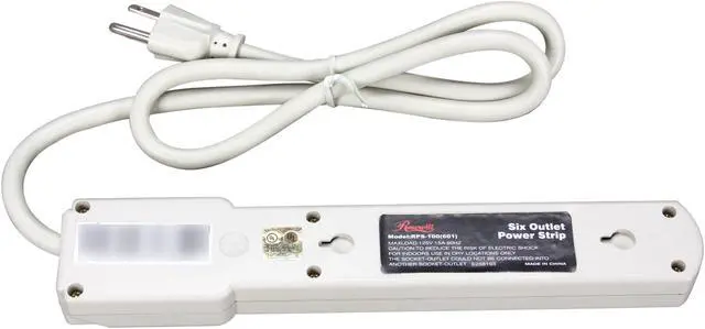 Alt view image 3 of 4 - Rosewill RPS-100 6-Outlet Power Strip, 125V Input, 1875 Watts Maximum Power Output, 3 Feet Cord