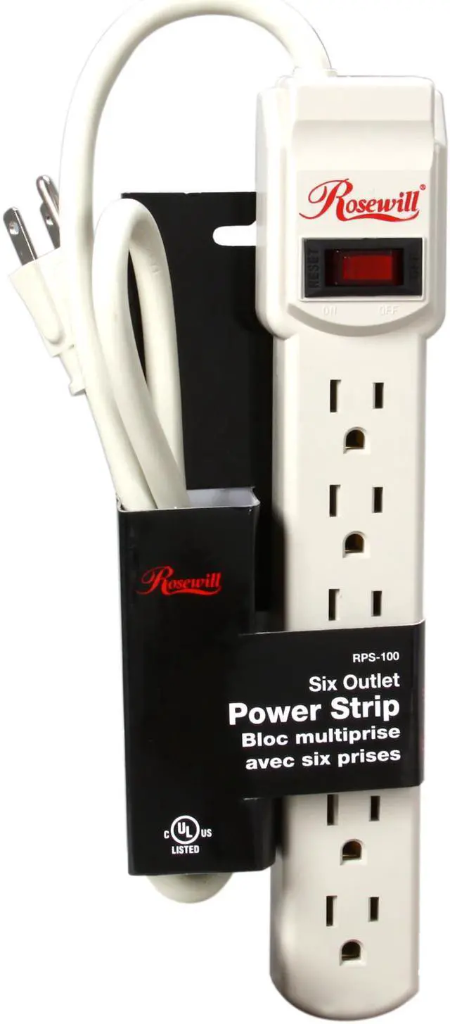 Alt view image 4 of 4 - Rosewill RPS-100 6-Outlet Power Strip, 125V Input, 1875 Watts Maximum Power Output, 3 Feet Cord