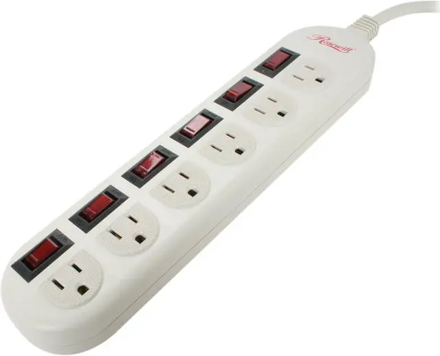 Main image of Rosewill RPS-200 - 6 Outlets Power Strip - 125V Input, 1875 Watts Maximum Power Output, 6 Feet Cord