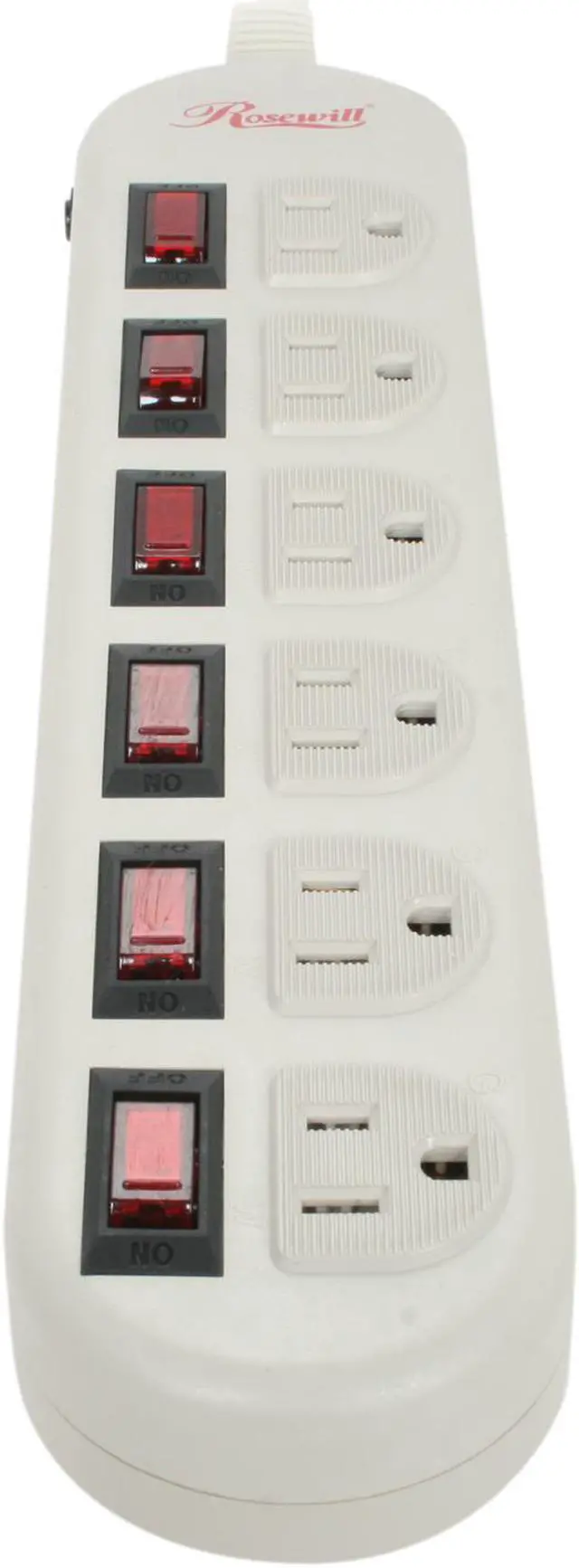 Alt view image 2 of 5 - Rosewill RPS-200 - 6 Outlets Power Strip - 125V Input, 1875 Watts Maximum Power Output, 6 Feet Cord