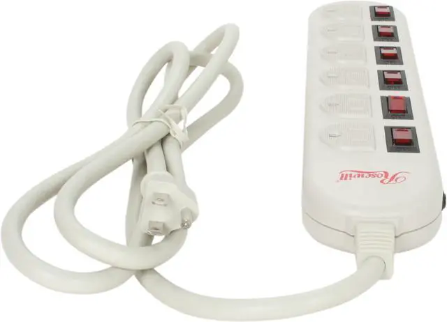 Alt view image 4 of 5 - Rosewill RPS-200 - 6 Outlets Power Strip - 125V Input, 1875 Watts Maximum Power Output, 6 Feet Cord