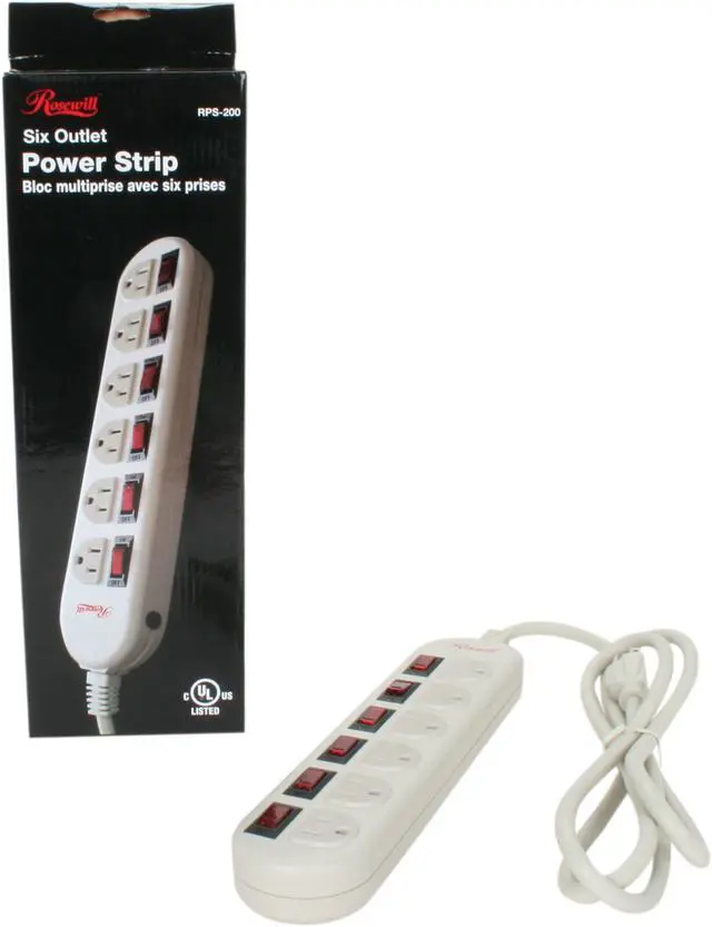 Alt view image 5 of 5 - Rosewill RPS-200 - 6 Outlets Power Strip - 125V Input, 1875 Watts Maximum Power Output, 6 Feet Cord