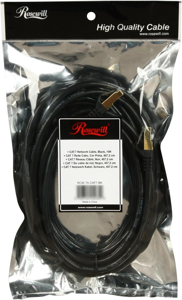 Alt view image 3 of 3 - Rosewill RCW-15-CAT7-BK 15 ft. Cat 7 Black Shielded Twisted Pair (S/STP) Networking Cable