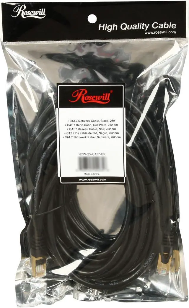 Alt view image 3 of 3 - Rosewill RCW-25-CAT7-BK 25 ft. Cat 7 Black Shielded Twisted Pair (S/STP) Networking Cable