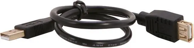 Alt view image 2 of 3 - Rosewill RCAB-11004 - 1.5-Foot USB 2.0 A Male to A Female Extension Cable - Black, Gold Plated